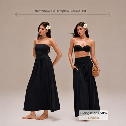 Convertible 2-in-1 Strapless Dress & Skirt – Soft, Breezy Maxi Dress with Pockets