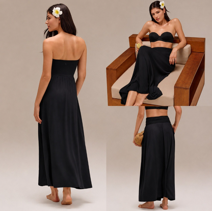 Convertible 2-in-1 Strapless Dress & Skirt – Soft, Breezy Maxi Dress with Pockets