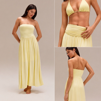 Convertible 2-in-1 Strapless Dress & Skirt – Soft, Breezy Maxi Dress with Pockets