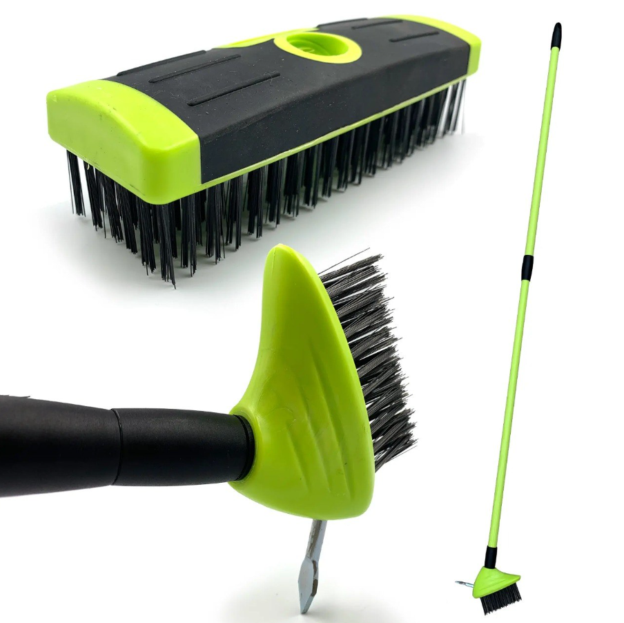 Telescopic Patio Weed Brush with Built-In Weed Puller & Heavy-Duty Wire Bristles