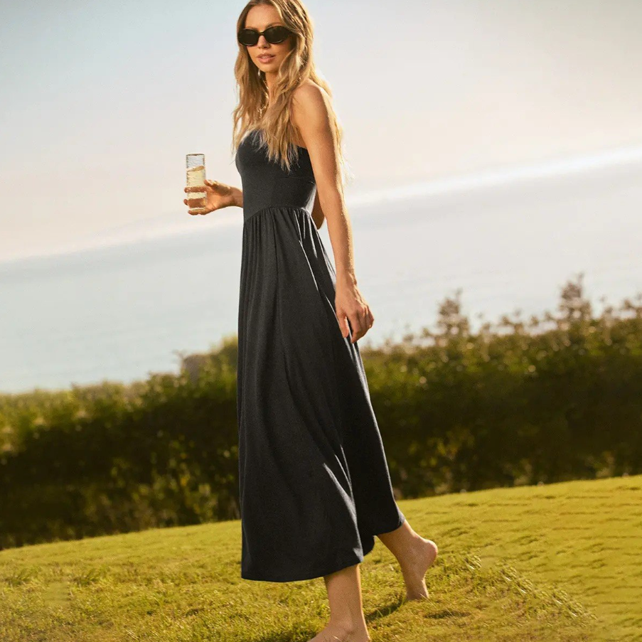 Convertible 2-in-1 Strapless Dress & Skirt – Soft, Breezy Maxi Dress with Pockets